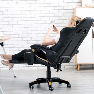 Home Zania Leather Gaming Chair With Footrest Ergonomic Computer Chair High FREE Massage Pillow #8