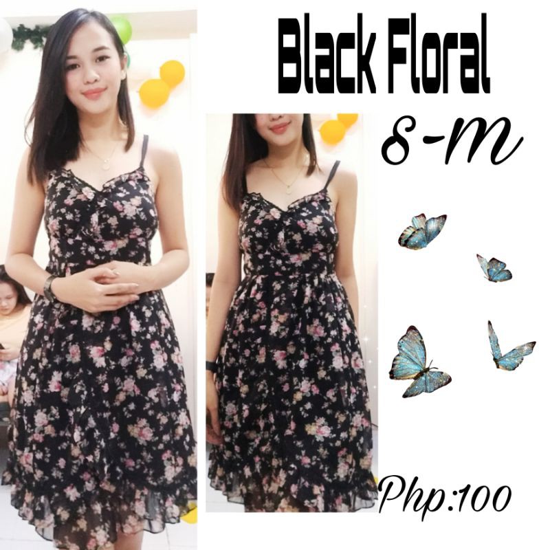 Black Floral Dress :) | Shopee Philippines