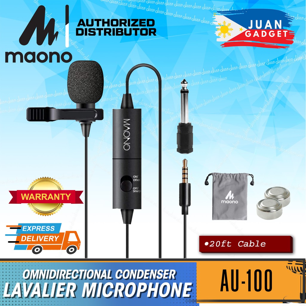 Maono AU100 Multipurpose Lavalier Mic Hands Free Clipon Lapel Mic