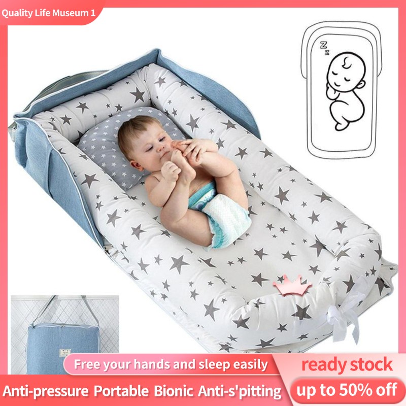 newborn baby portable bed crib set 4 in 1 steps cotton crib