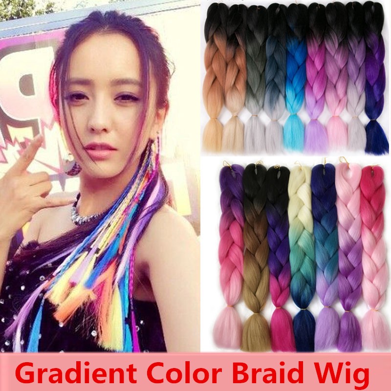 Coco Gradient Color Braid Wig Synthetic Hair Extension Braids Wig Hair Extensions Wigs