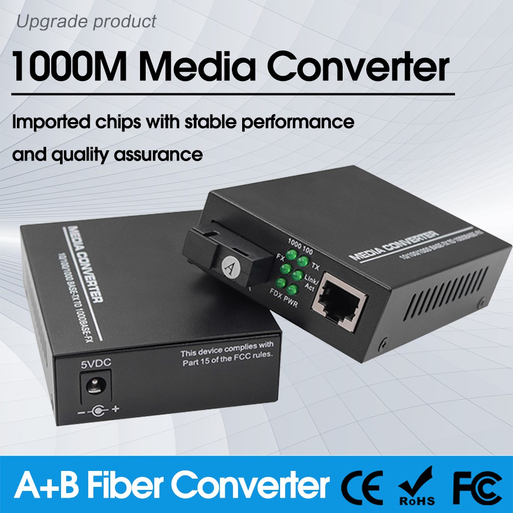 1000mbps A/B Gigabit Fiber Optical Media Converter Switch Transceiver