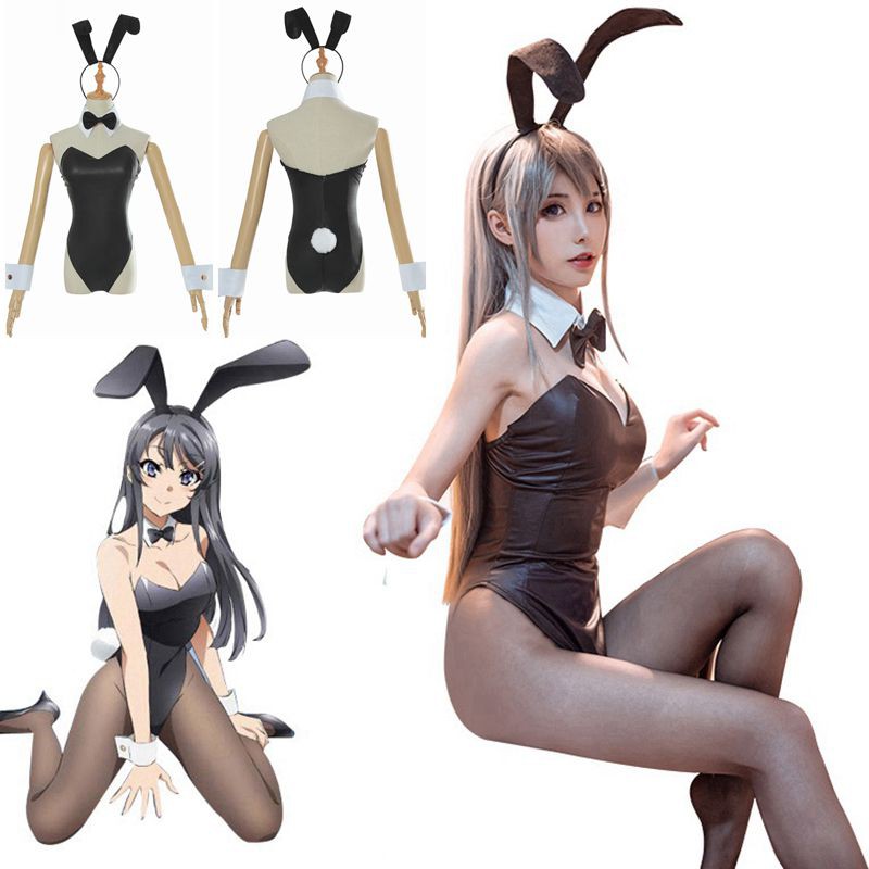 Anime Sakurajima Mai Cosplay Costume Halloween Women Black Sexy Jumpsuit Rascal Does Not Dream