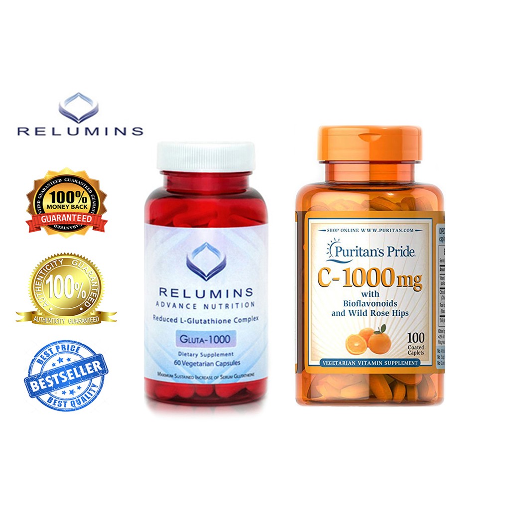 Relumins Gluta 1000 60 Capsules Puritan S Pride Vitamin C 1000mg Bundle Skin Whitening Glutathione Shopee Philippines