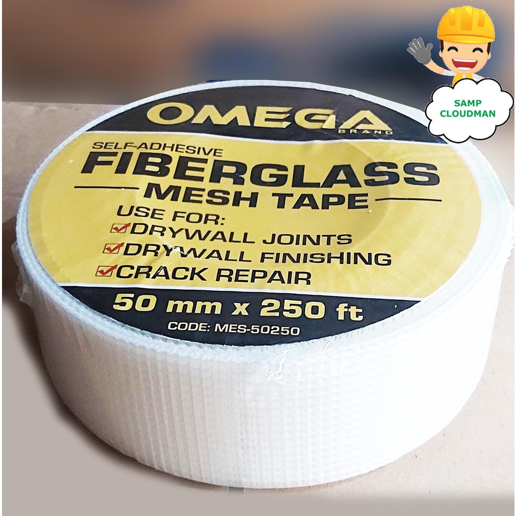 Omega Self Adhesive Fiberglass Mesh Tape 50mm x 250 ft. Dry Wall Fiber