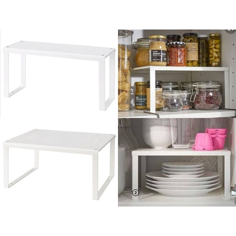 Stackable White Cupboard Kitchen Organiser Stand Ikea Variera Shelf Insert 