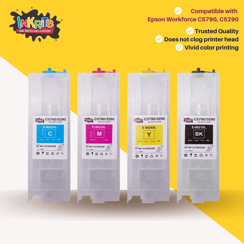 Individual Inkrite Chipless Refillable Ink Cartridge For Epson Wf C5790 Wf C5290 T948 T949 3199