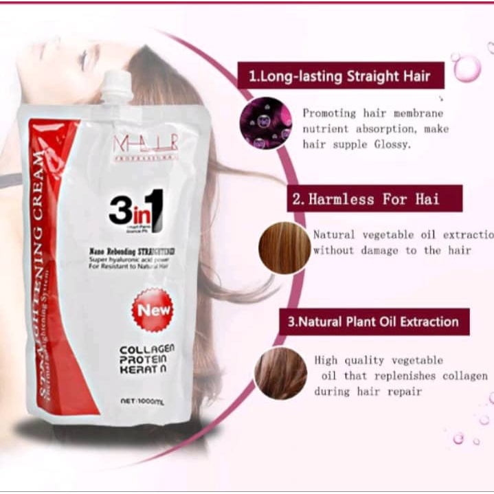 NEW MAIR Rebonding Cream 3in1 Nano Rebonding Straightener 1000mL