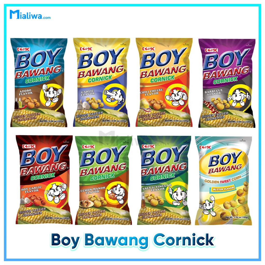 Boy Bawang Cornick 100g, 150 Calories Crunchy Snacks, Original Corn