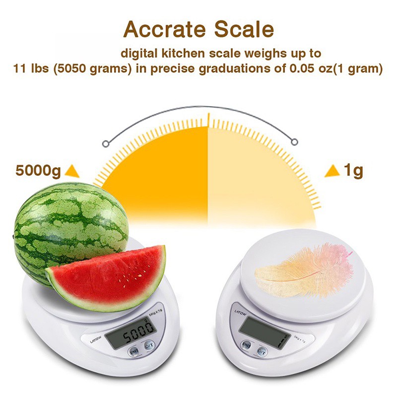 Kitchen Digital Weighing Scale With Tray LED Baking Weighing Scale Portable Food Weighing Scale 5Kg
