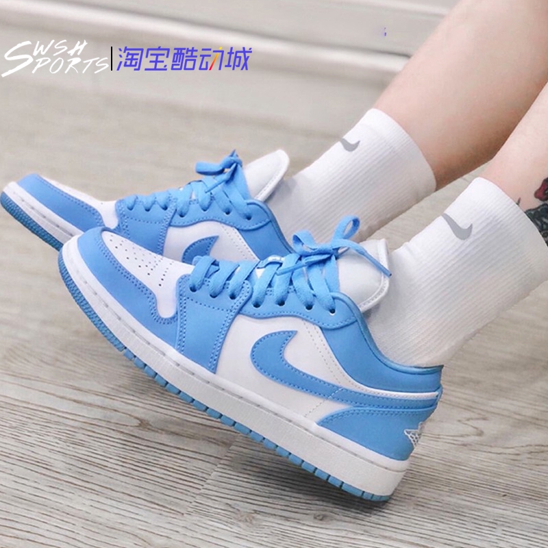 Air Jordan 1 Low Unc Aj1 North Carolina Blue White Blue Low Top Basketball Shoes Ao9944 441 Shopee Philippines