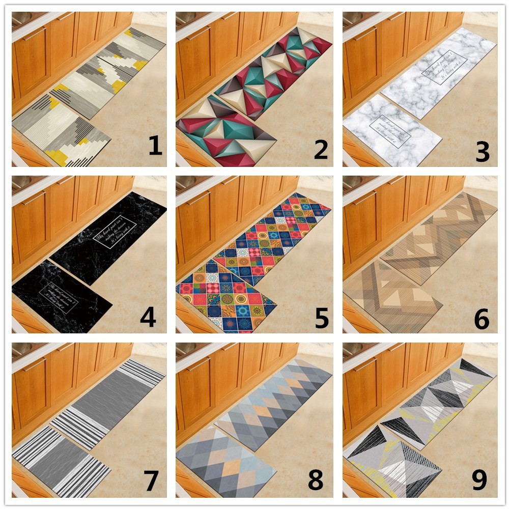 2pcs Set Geometric Pattern Kitchen Floor Mats Living Room Bathroom Carpets Shopee Philippines