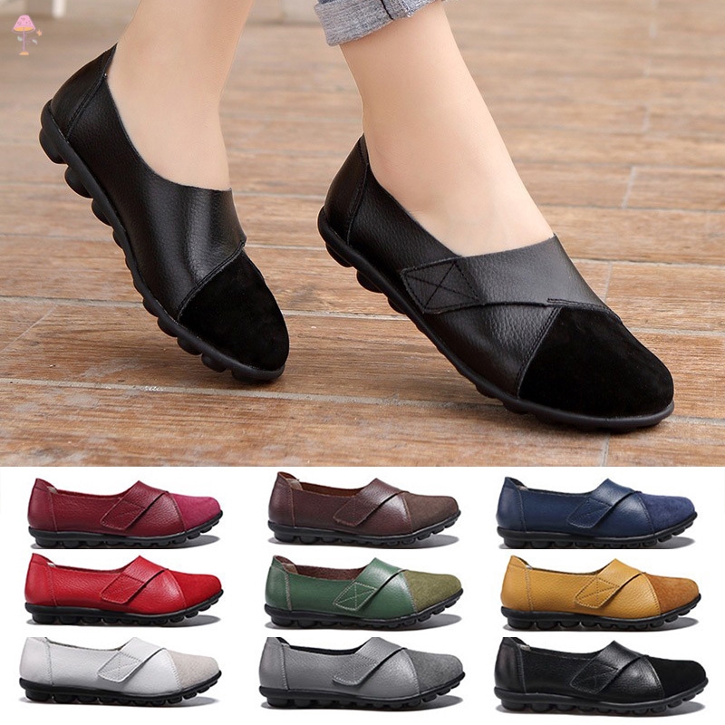 LL Orthopedic PU Leather Loafers Soft Sole Casual Flats Shoes for Women ...