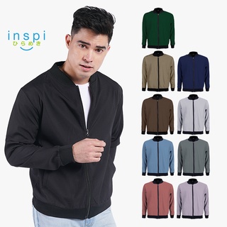 INSPI Bomber Jacket for Men with Zipper Plain Trendy Tops Casual Korean Top Unisex Motorcycle #1