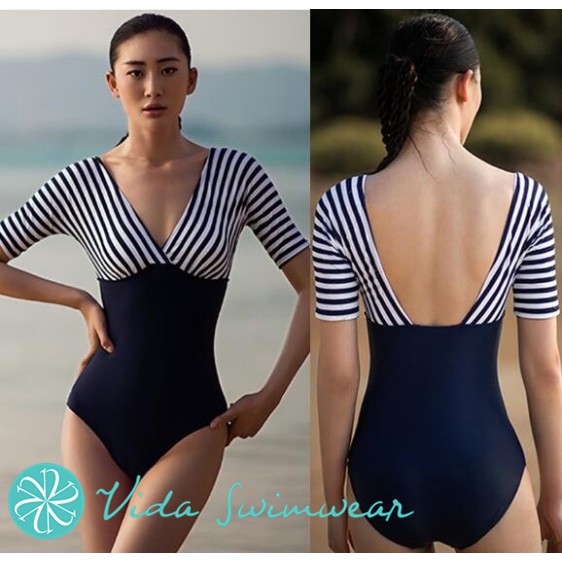 Stripes Backless Bikini Swimwear Women One Piece Swimsuit Shopee Philippines