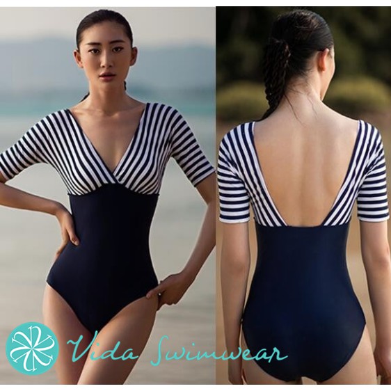 Stripes Backless Bikini Swimwear Women One Piece Swimsuit Shopee Philippines