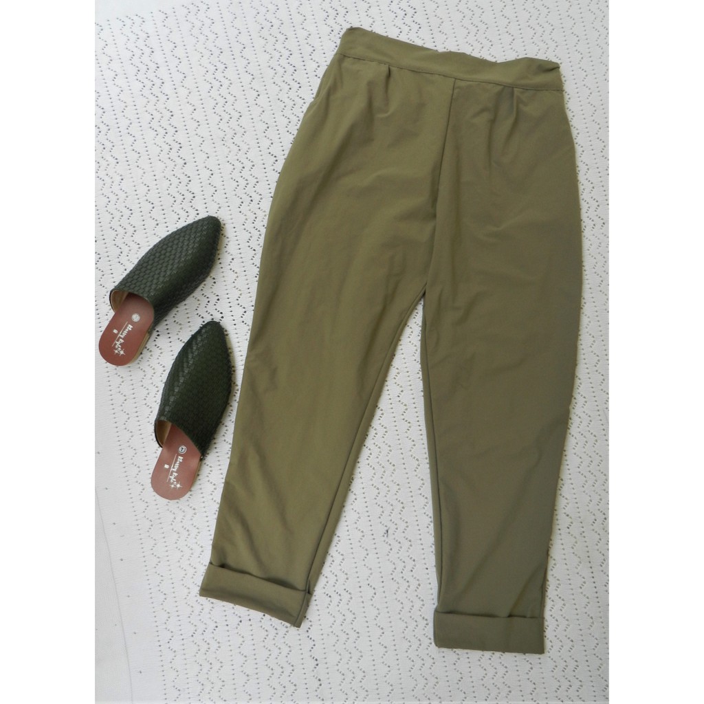 olive green loose pants