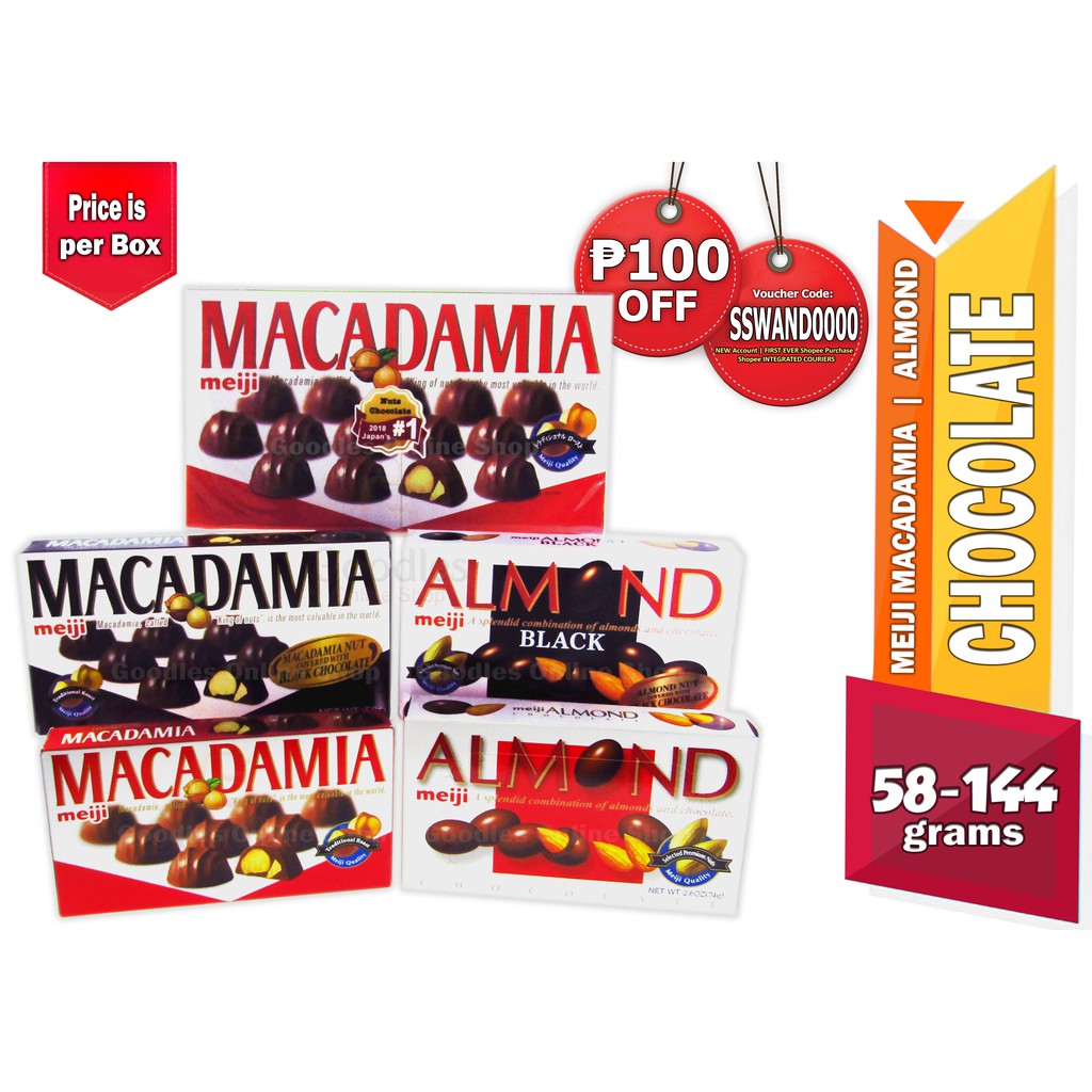 Meiji Chocolates Macadamia Black Almond Black Almond Chocolate