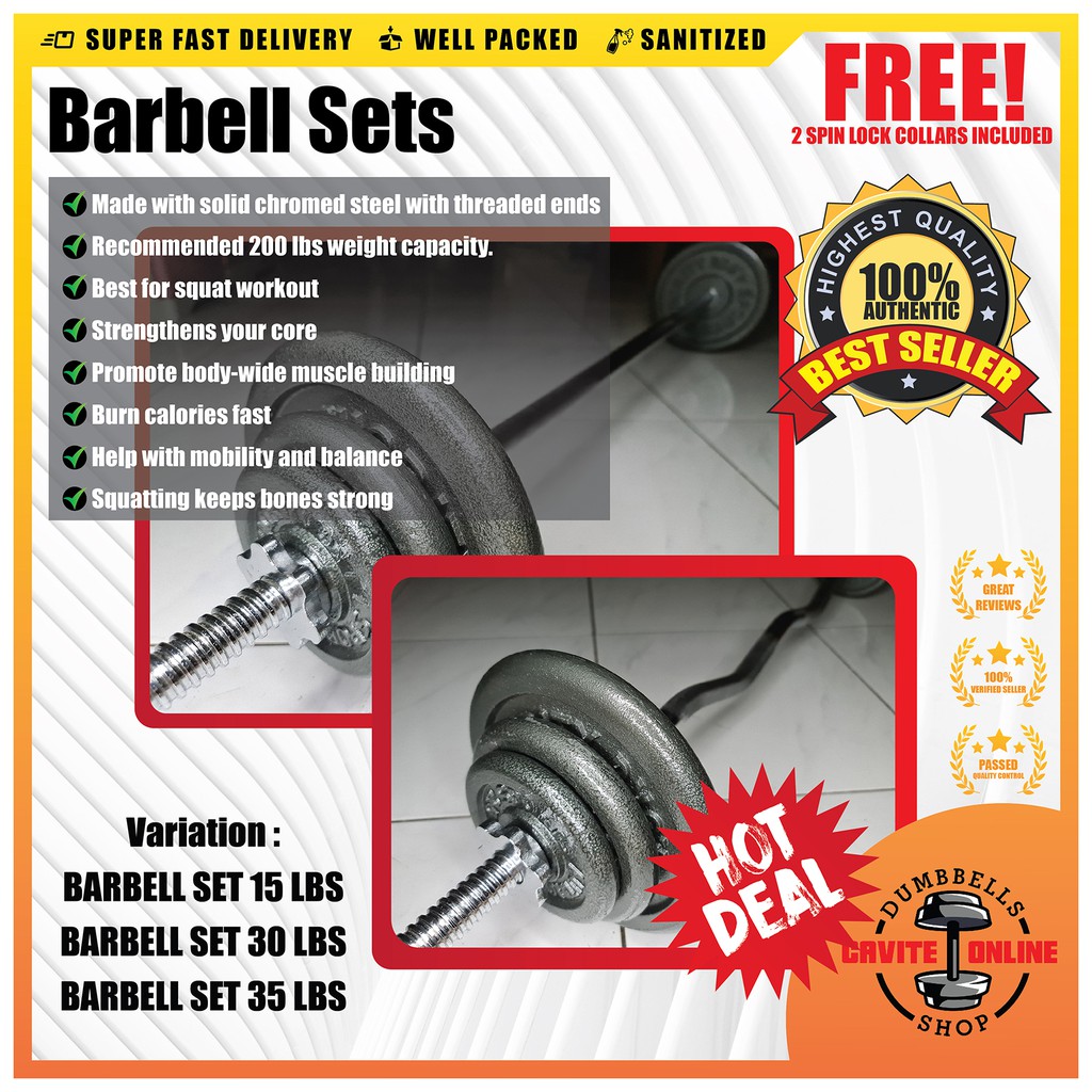 Barbell set 15/20/30/35 LBS Long Bar Full Body Workout Fitness Gym Shopee Philippines