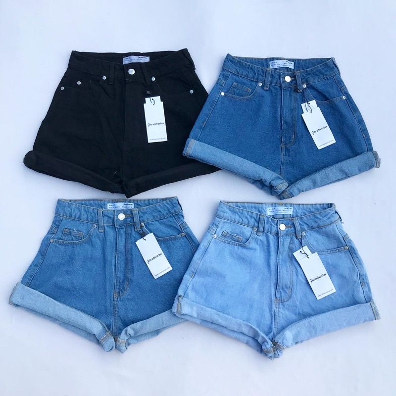 high waist denim short
