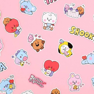 KPOP BTS BT21 Cute Stickers Waterproof PVC Skateboard Guitar Phone ...