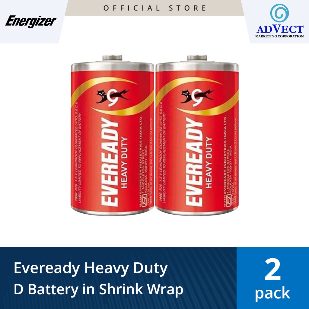 Eveready Heavy Duty D Size Red in Shrink Wrap Battery (2pcs) Shopee