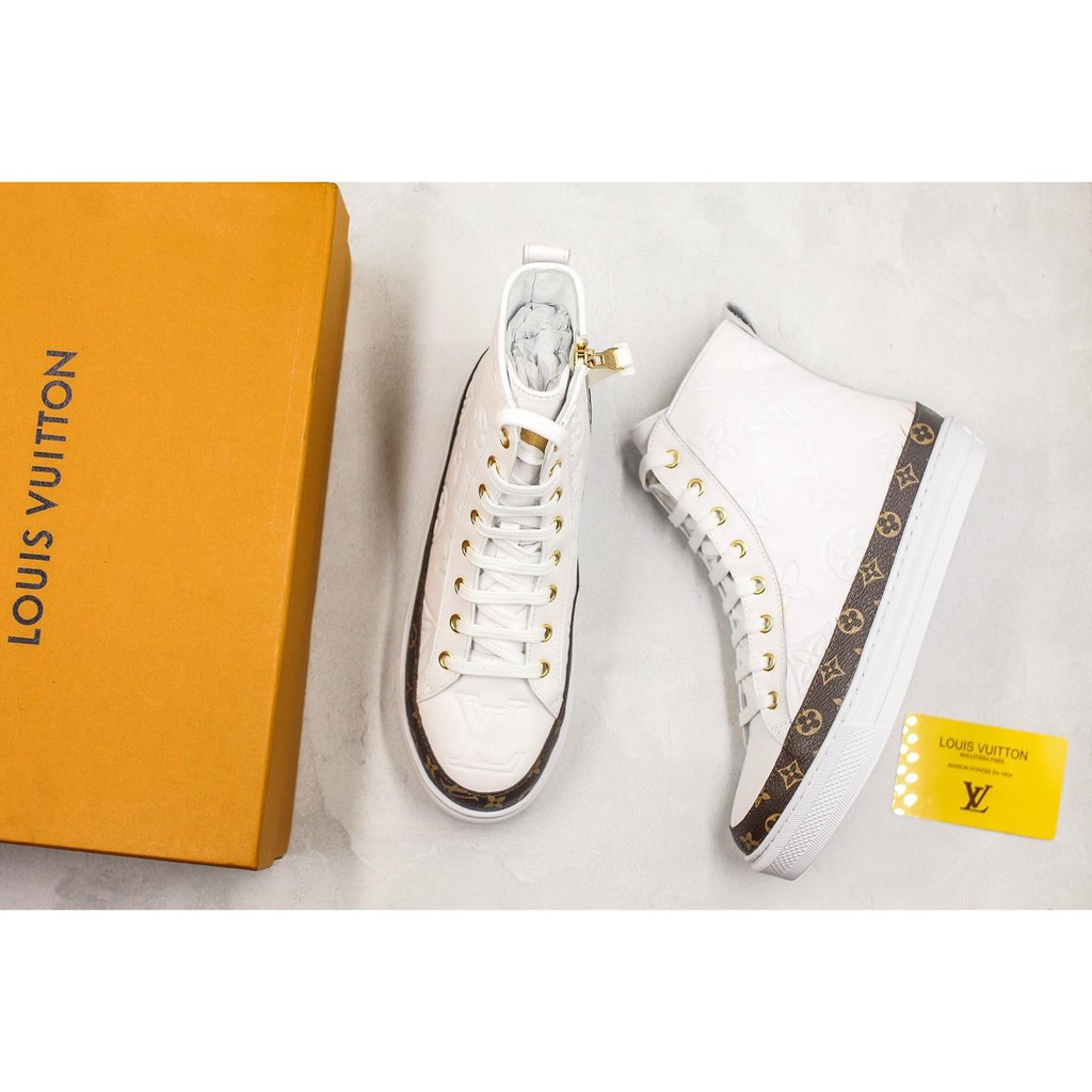 Lv Thick Bottom Logo High-top Print White Shoes Louis Vuitton | Shopee Philippines