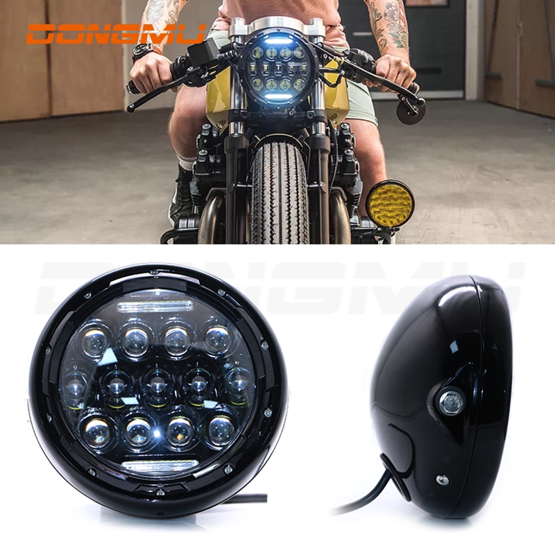 Universal 7 Inch Round Led Headlight High Low Beam Led Headlamp Front Light Fit For Harley Cafe Racer Shopee Philippines