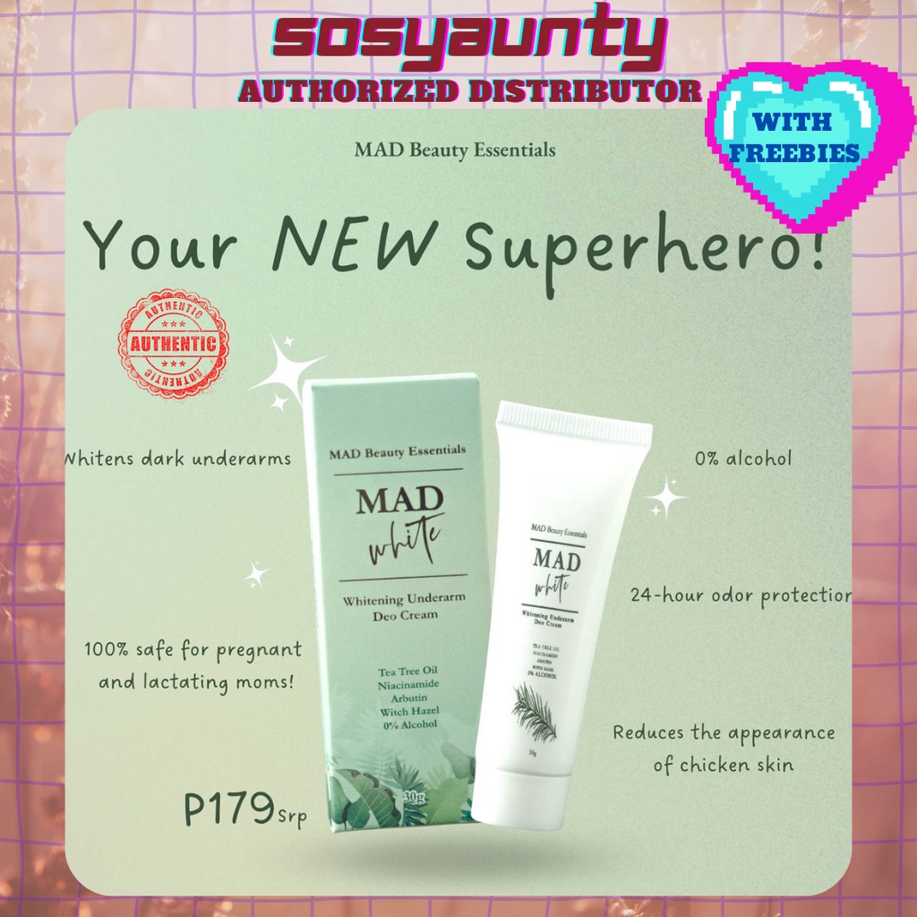 MAD Beauty Essentials MAD White Whitening Underarm Deo Cream, Tea Tree