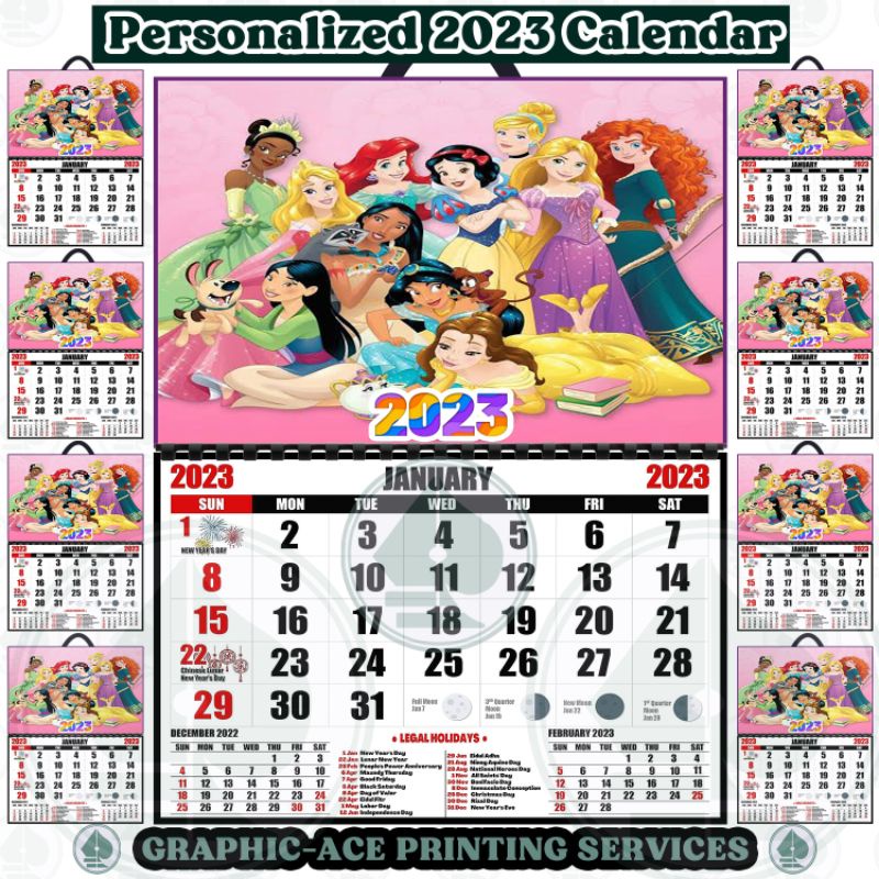 Princess 2022/2023 Custom Wall Calendar | Shopee Philippines