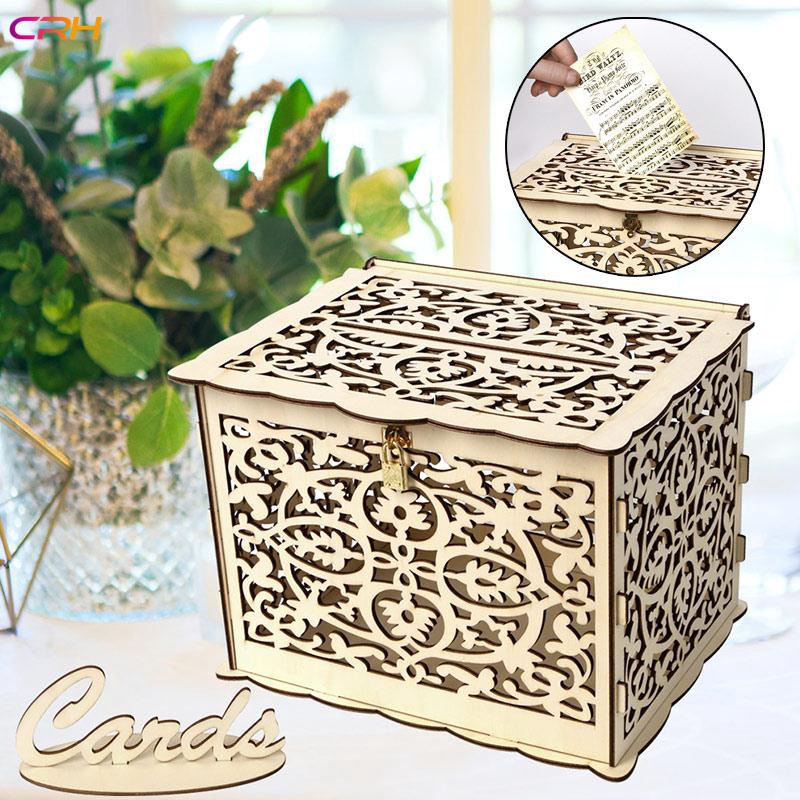 Crh With Lock Wooden Wedding Box Wedding Card Box Diy Shopee