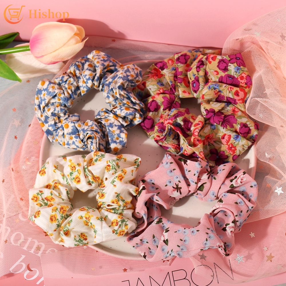 Korean Style Scrunchies Hair Band Floral Elastic Hair Rope Women