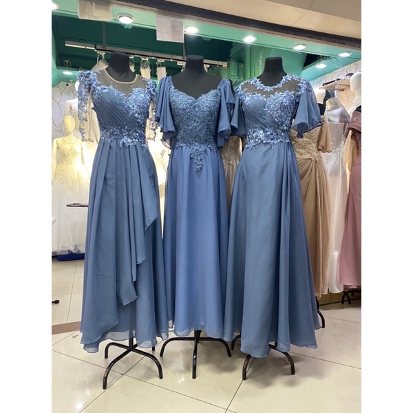 Dusty blue long gown for Sponsor or Mother dress Shopee Philippines