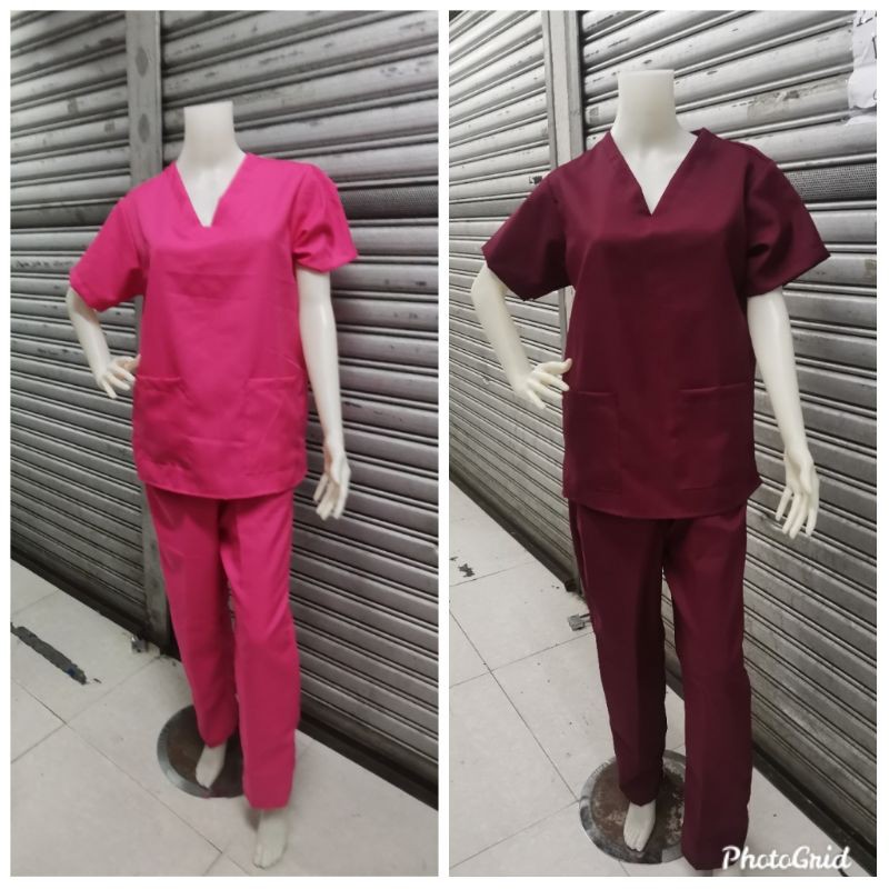 PLAIN SCRUB SUITS SET VNECK KATRINA FABRIC!! Shopee Philippines