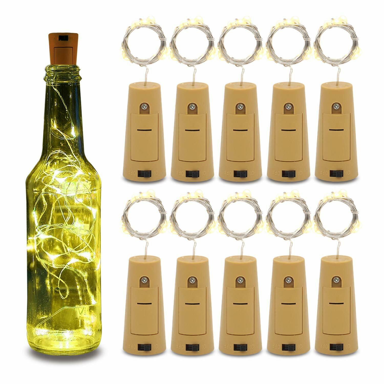 20 LED Bottle Fairy String Lights Battery Cork Shaped Christmas Decor