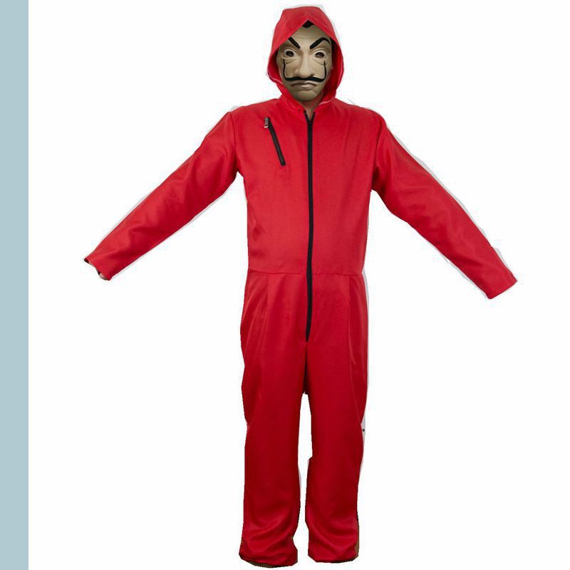 Money Heist Costume for Kids with Lighting up Dali Face Shield La Casa De Papel Paper House Halloween Cosplay Red Jumpsuit