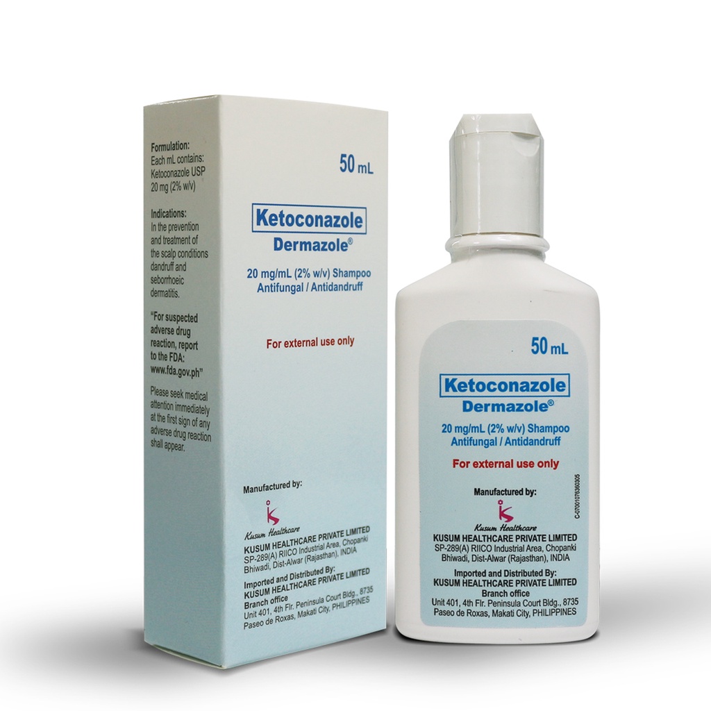 Dermazole = Ketoconazole Shampoo (AntiFungal, AntiDandruff) 50ml