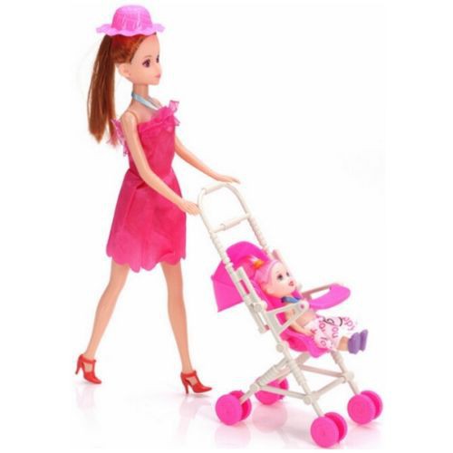 barbie with baby stroller