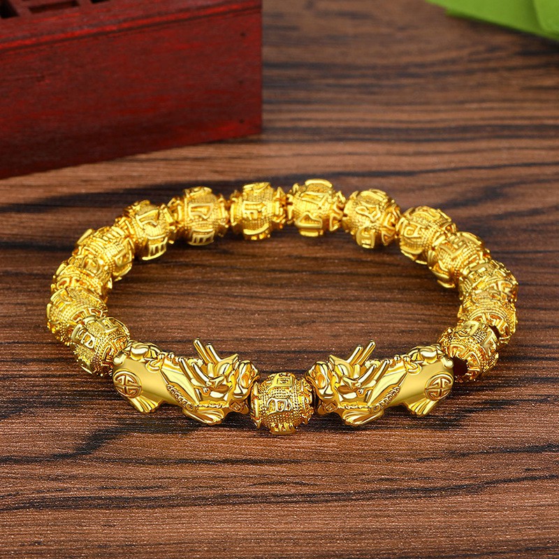 Lucky Piyao Bracelet Gold Bead Transfer Beads warding off evil spirits ...