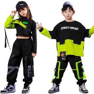 Kids Hip Hop Street Dance Clothes for Boys Girls Streetwear Jazz Dance Costume Korean Outfit Crop Top T-Shirt Cargo Jogger Pants 4-15 Years #1