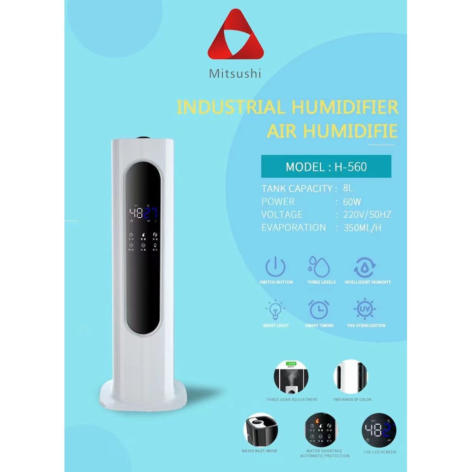 LYNTASTIC MITSUSHI Air Misting Humidifier Machine, 8 Liters Capacity