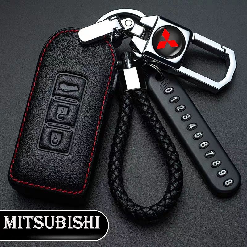 Mitsubishi Car Key cover key Holder Leather Remote Fob Case ready stock