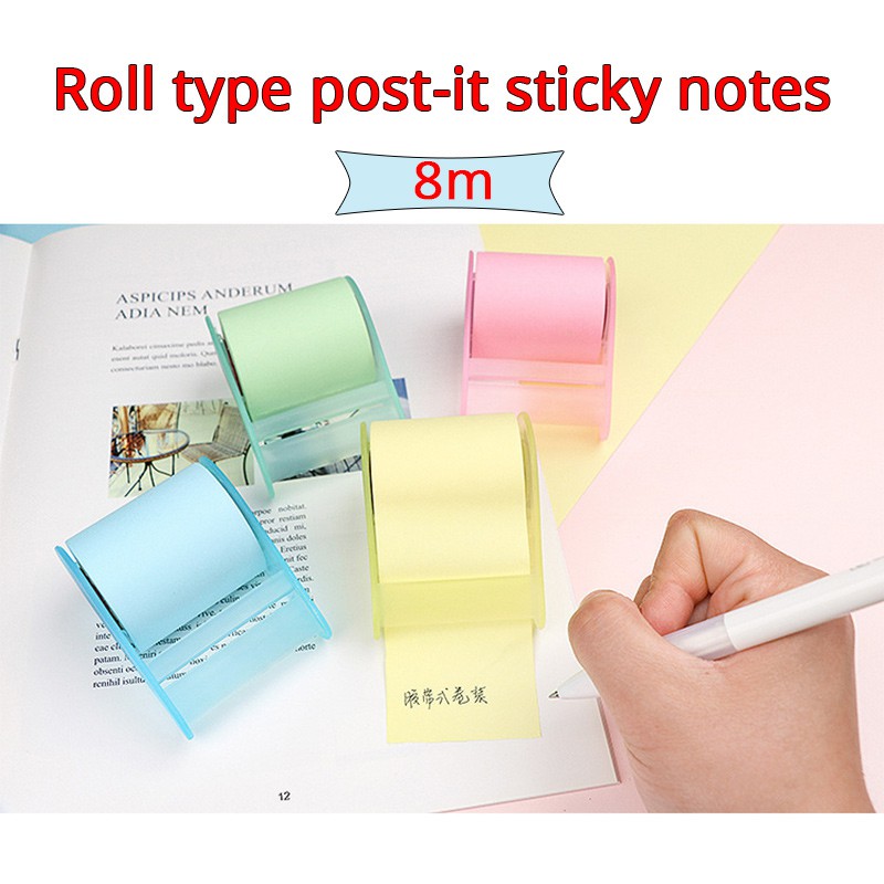1 Set + 1 Refill Roll type postit stick notes 8 m Length memo pad