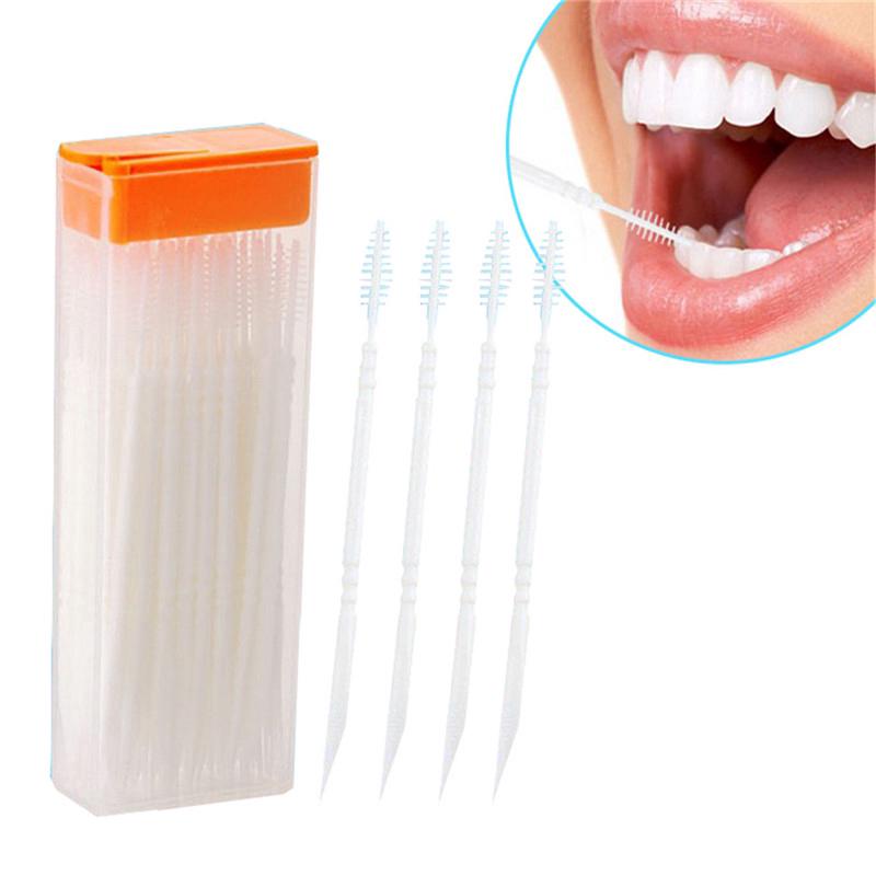 50Pcs Cleaning Toothpick Doublesided Dental Floss Sticks Shopee