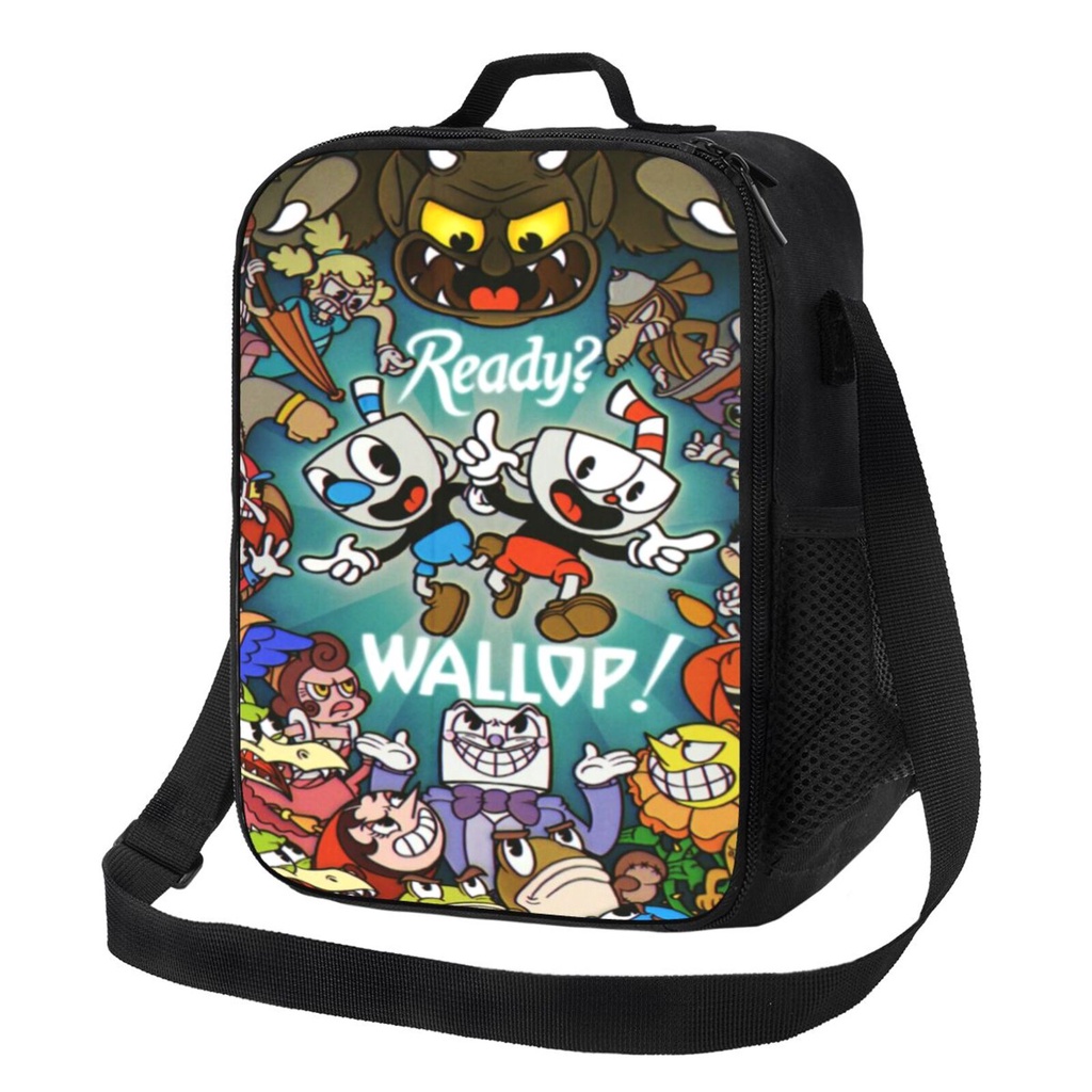 Cuphead Aluminium Foil Insulated lunch bag Portable School Lunch Box