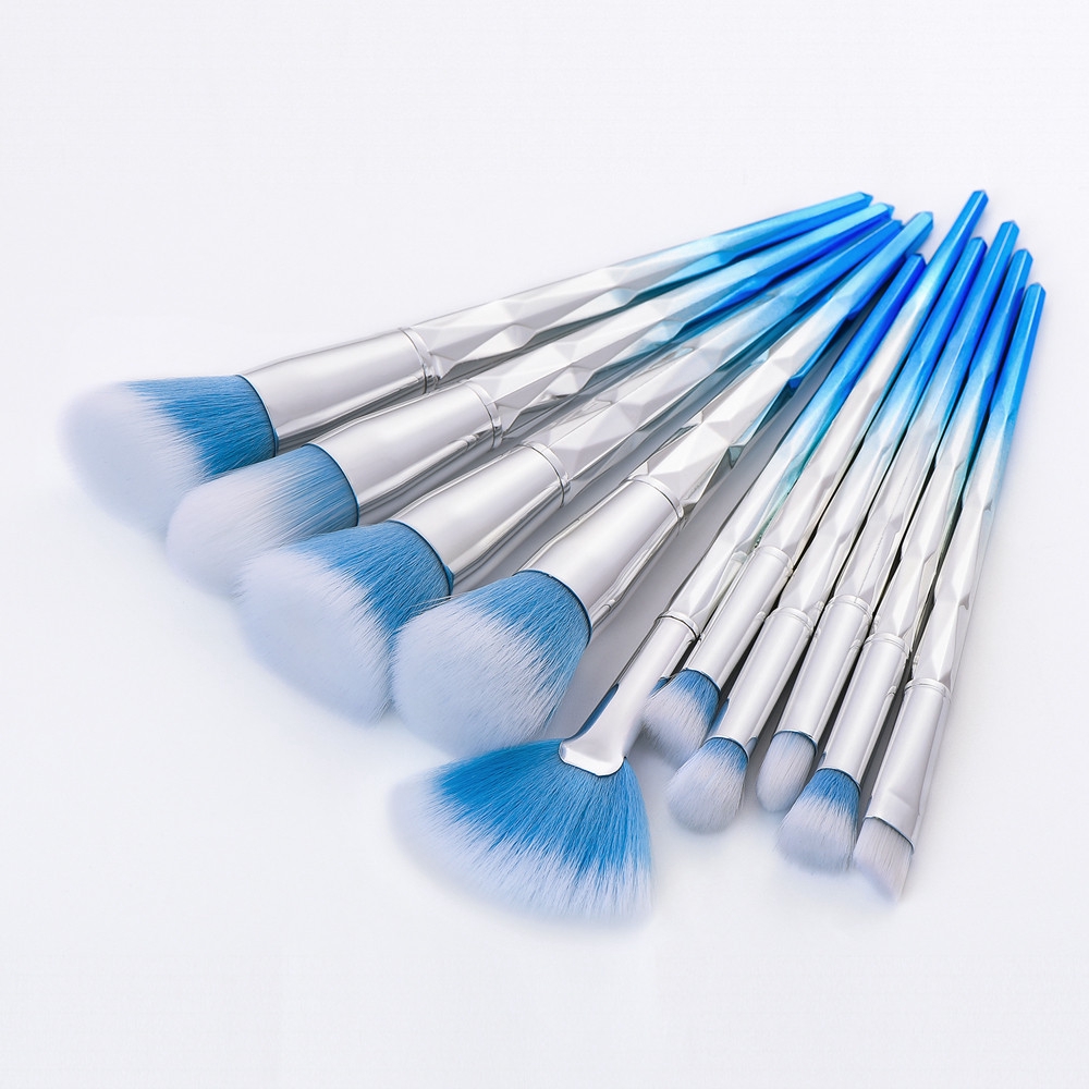 blue makeup brushes