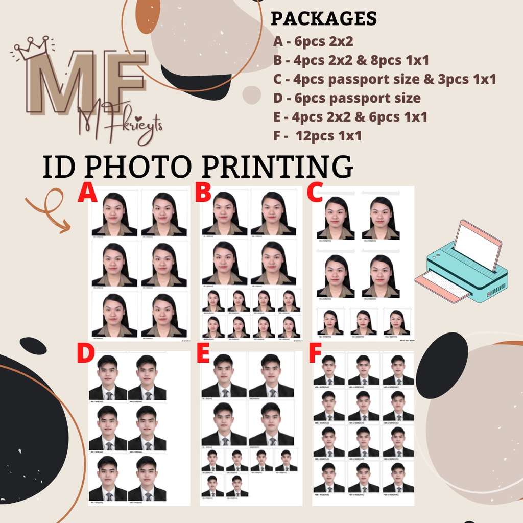 ID PHOTO PRINTING 2x2 1x1 Passport Size Shopee Philippines