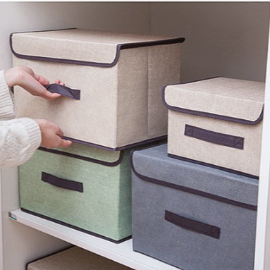 2 in 1 Clothing box large capacity Plain Color Foldable Storage Box Organizer With Cover set