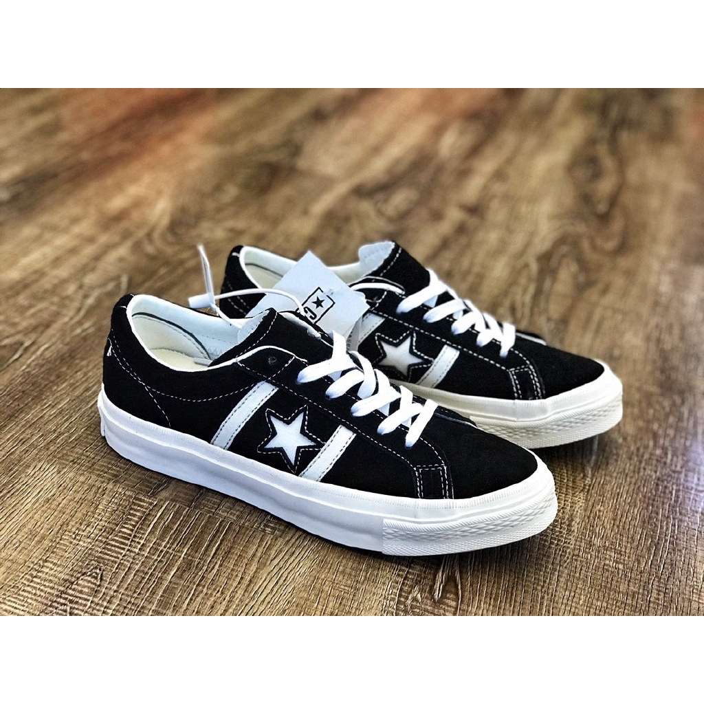 black leather converse one star