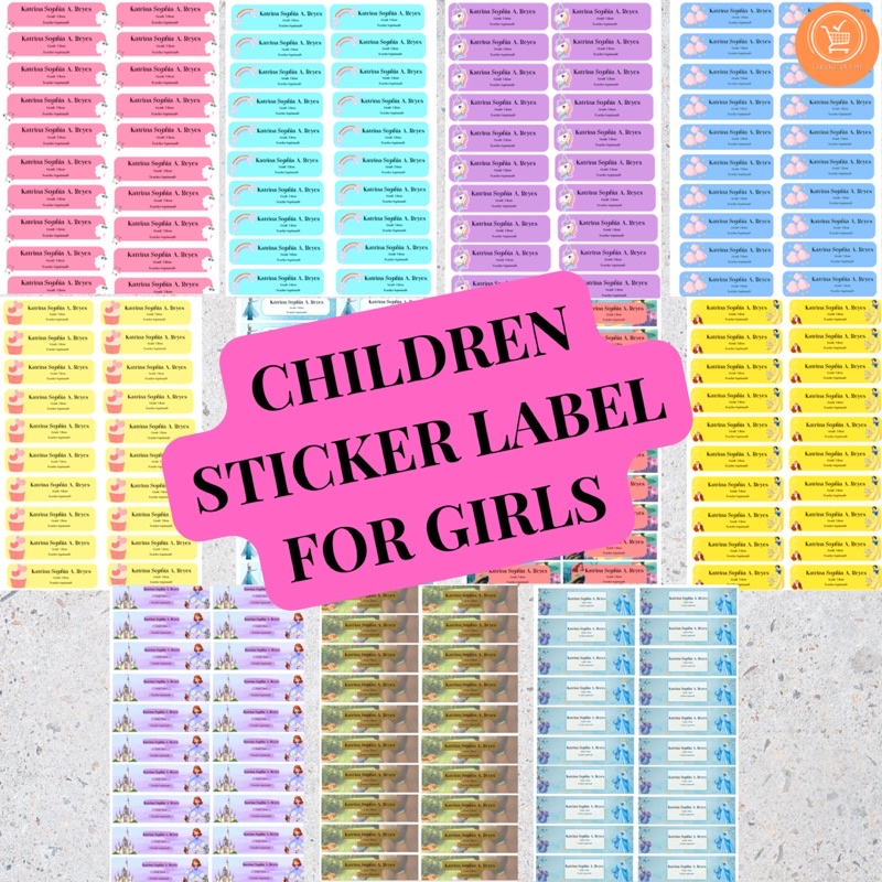 Subject and Name Sticker Label Children Designs Personalized Shopee